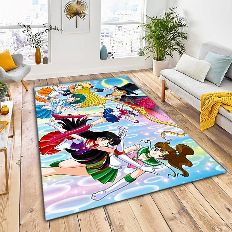 Cute cartoon theme Sailor Moon Tsukino Usagi cartoon rug Multifunctional household anti-slip decorative door mat, outdoor floor mat, and carpet Y5