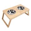 Elevated Cat Bowls Stand Multipurpose Double Stainless Steel Bamboo Raised Dog Bowl for Cats Dogs Pets
