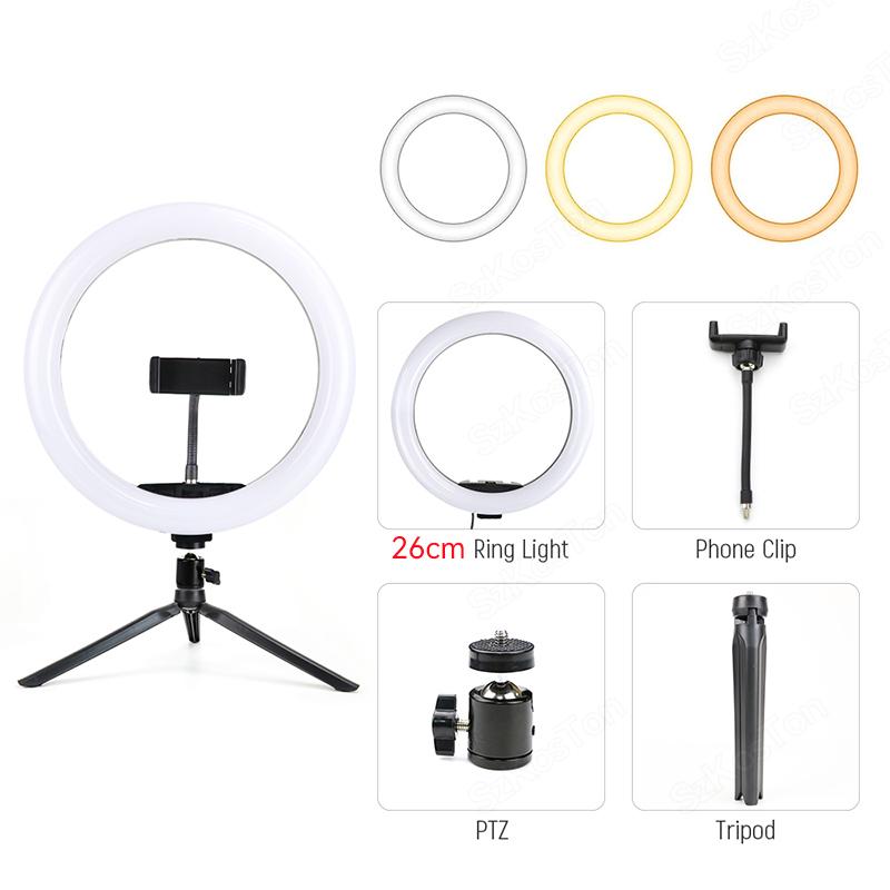 10 13 Inch Ring Light Dimmable Selfie Lamp Pptional Tripod Photographic Lighting Studio Video Lights For Live Make Up Youtube