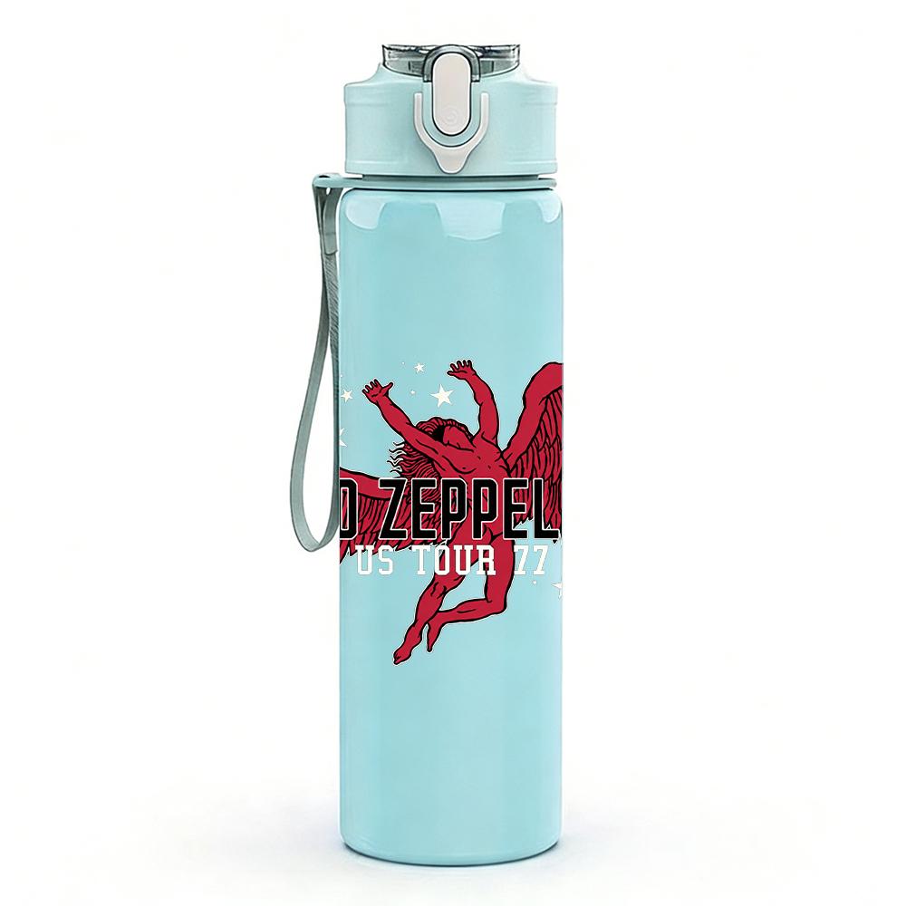 1PC Red winged horse creature print 750ml colorful plastic sports water bottle leakproof pop up lid with straw for outdoor work home use