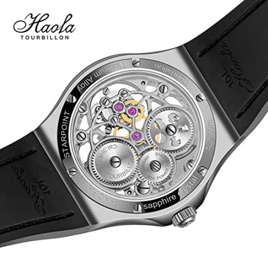 Часы HAOFA Tourbillon, механические, с ручным заводом, безель из углеродного волокна, корпус из титанового сплава, полый циферблат, стильные, популярные, водонепроницаемые, подарочные, мужские, мужские