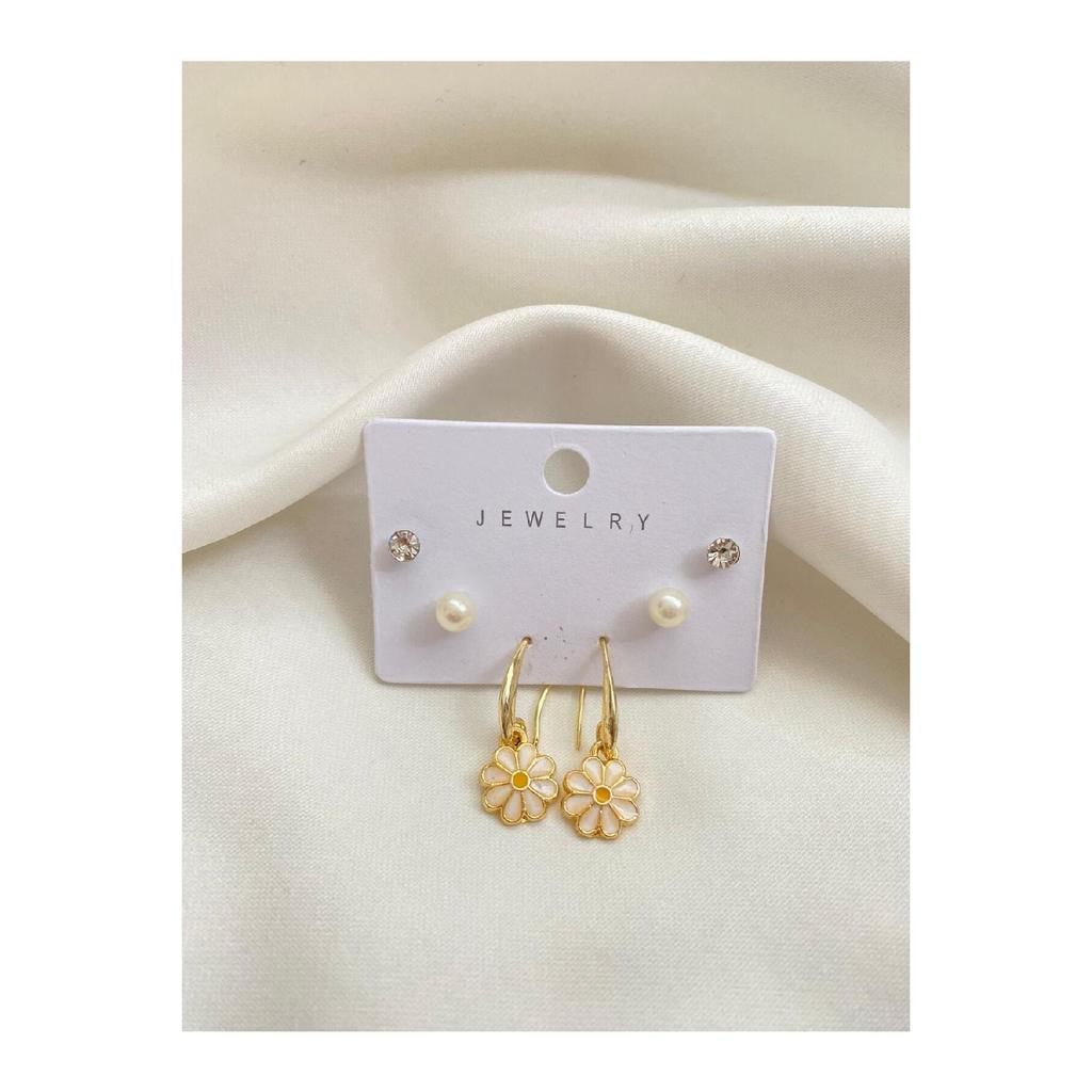 Набор золотых серег-кольца Daisy, золотого колье Daisy и браслета-цепочки Daisy