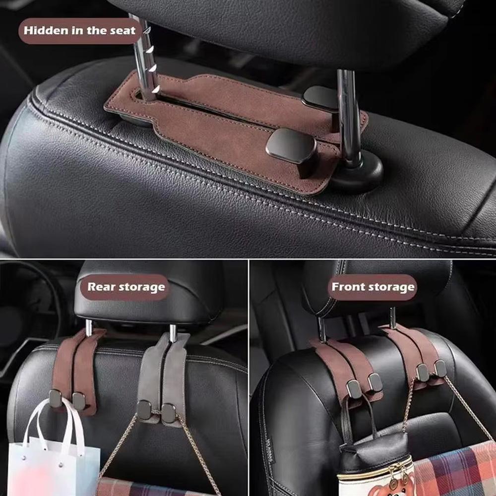 Car Headrest Bag Hook Hanger Auto Backseat Bracket Mobile Phone Holder Leather Rear Seat Hanging Dual Handbag Hooks Accessories