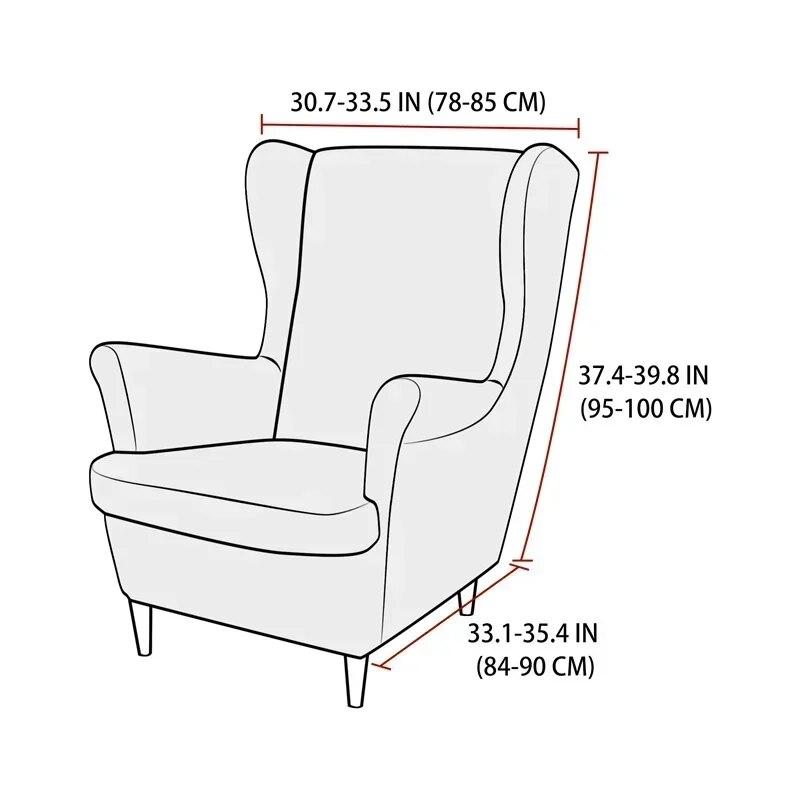 Wing Chair Cover Jacquard Stretch Wingback Sofa Covers Elastic Spandex Armchair Slipcover with Cushion Cover Furniture Protector