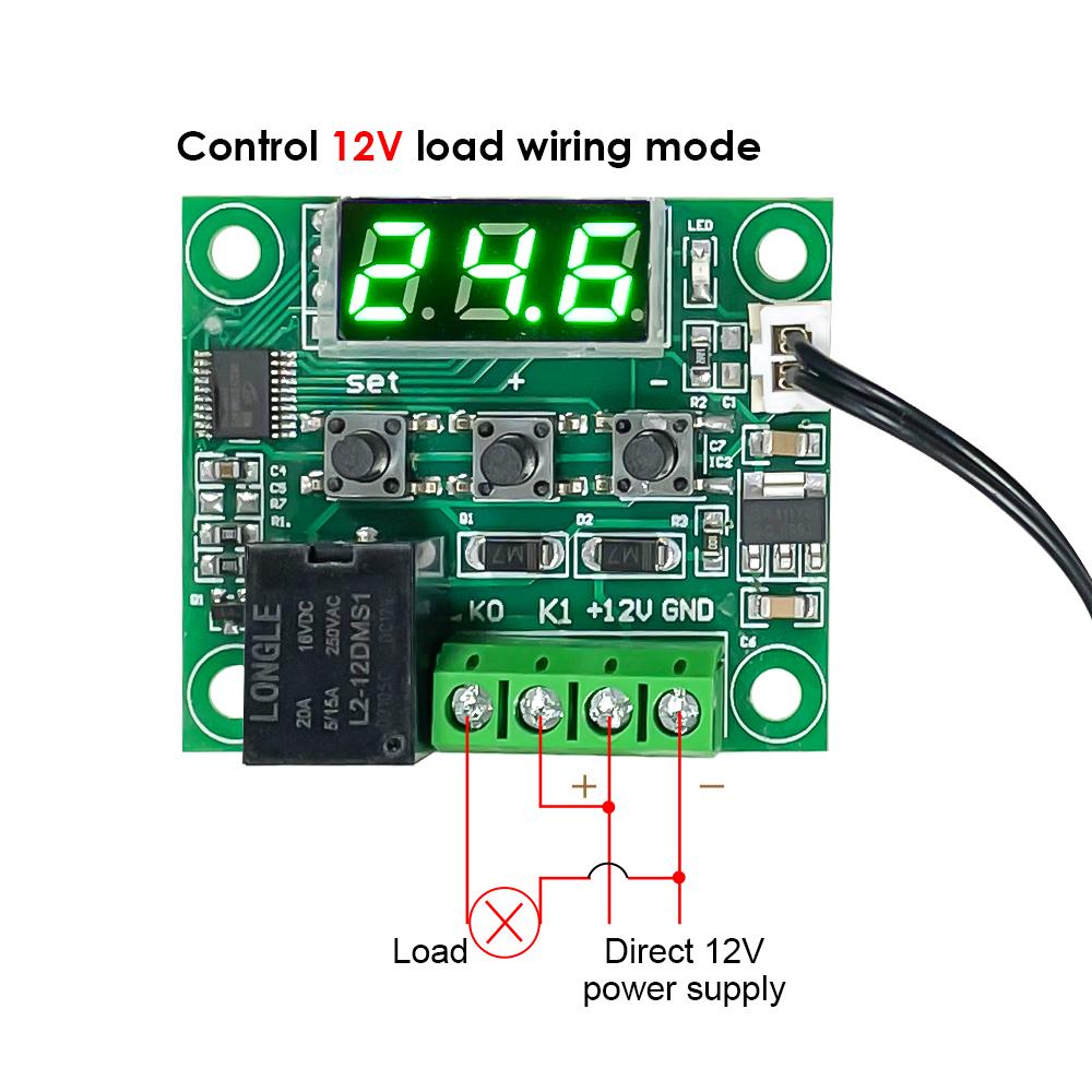 W1209 DC 5V 12V 24V Термостат для нагрева и охлаждения Переключатель контроля температуры Контроллер Термометр Термо NTC-сенсор