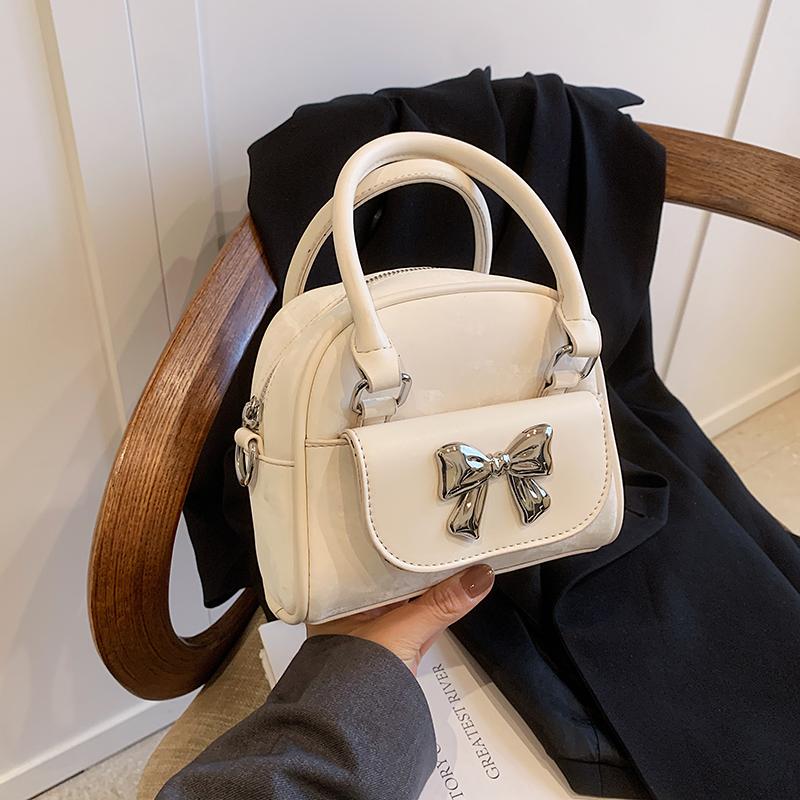 Модные женские сумки с бантом, новые ретро-сумки из искусственной кожи, однотонные, на одно плечо, повседневная женская дизайнерская сумка-хобо