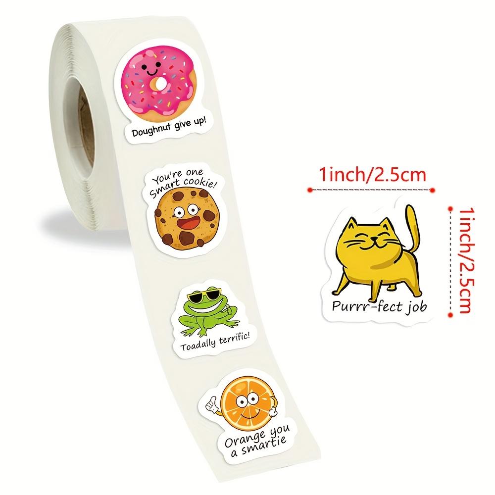 Fun Animal Reward Stickers | Colorful Food-Themed Designs with Motivational Phrases for Stationery, Laptops, Notebooks, Gift Sealing & Decoration