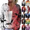 Женская модная принтованная куртка с длинным рукавом и вязанным кардиганом на пуговицах