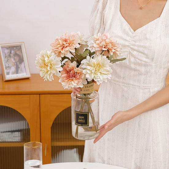 Поддельный цветок яркий нежный декоративный надежный настольный орнамент букет георгин для свадебного торжества