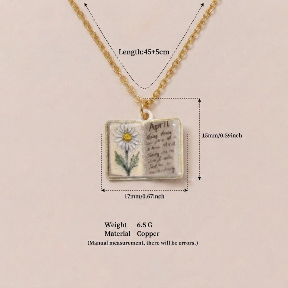 Vintage Style Book Pendant Necklace Antique Porcelain Pendant Necklace Jewelry Accessory