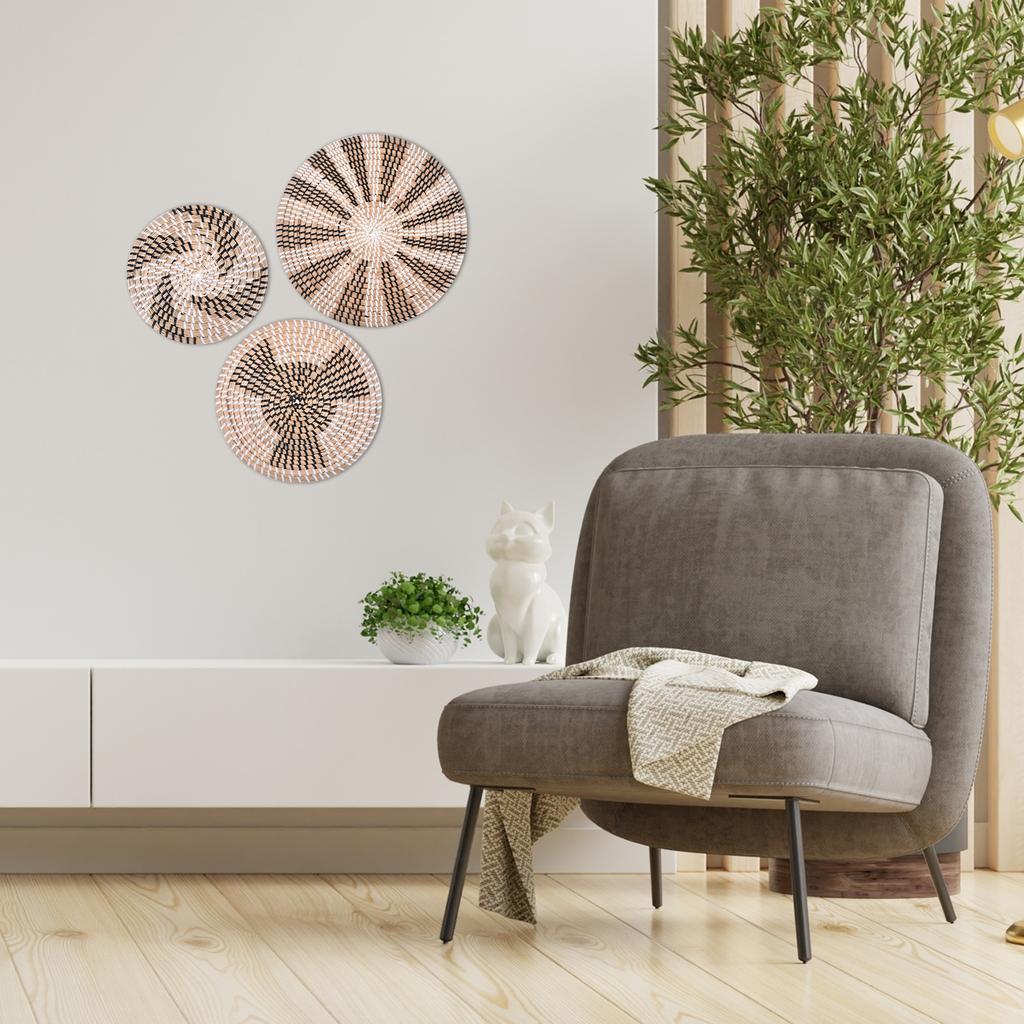 35 см подвесная плетеная настенная корзина из натурального ротанга настенная корзина декоративная бохо фермерский деревенский декоративный стол для гостиной