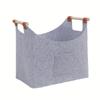 Felt Basket Firewood Box with Wooden Handles Foldable Firewood Basket Storage Basket for Firewood Wood Newspapers Clothes