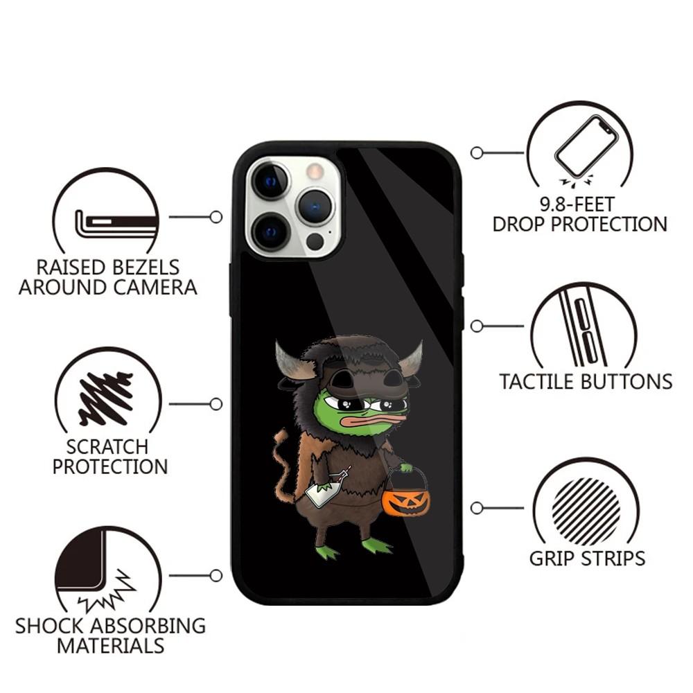 Грустная Лягушка P-Pepe Забавный Чехол для Телефона для iPhone 16,15,14,13,12,11,Plus,Pro,Max,Mini Магнитная Беспроводная Зарядка MagSafe