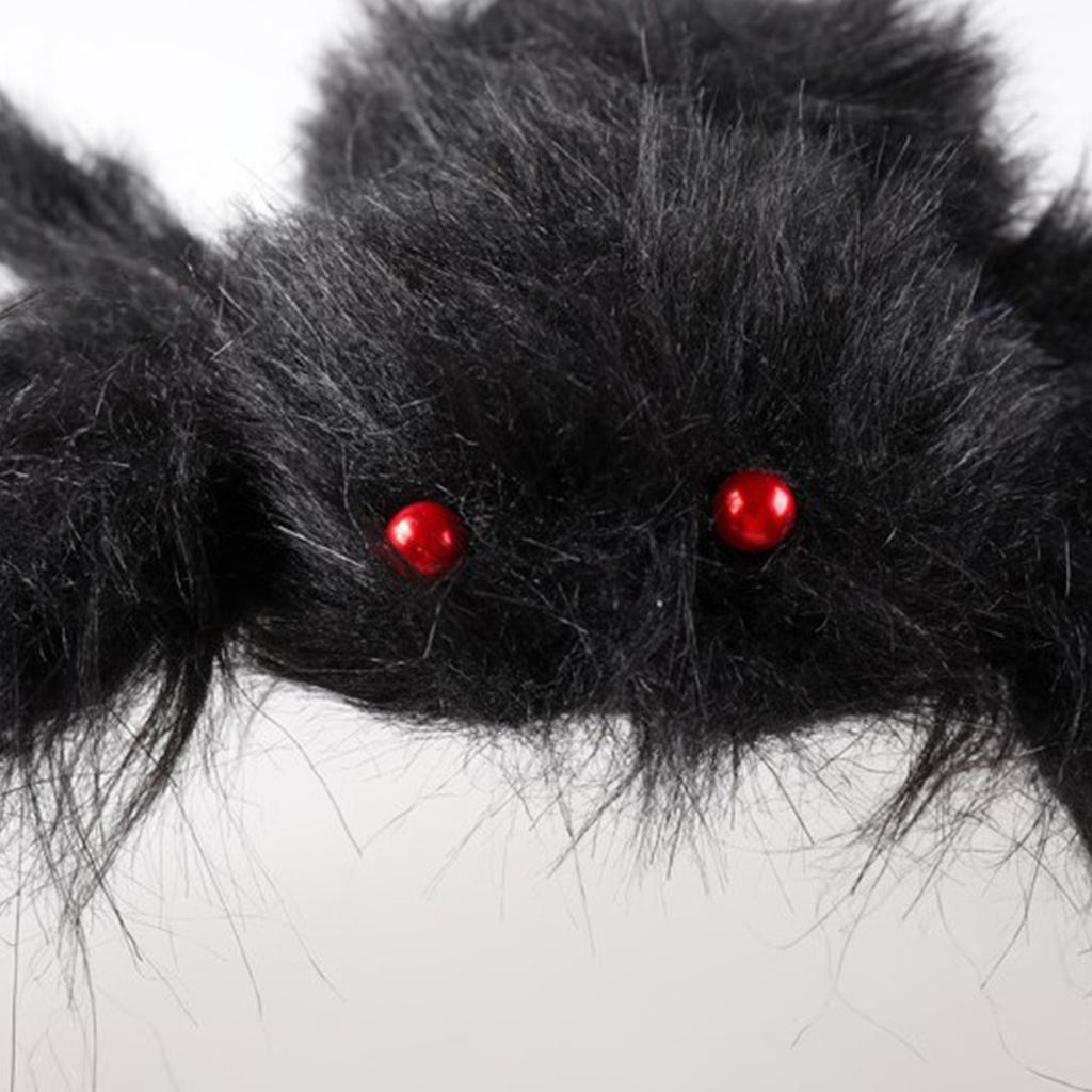Giant Fake Spider Lifelike Halloween Posable Black Soft Hairy Fake Spiders Scary Decorations for