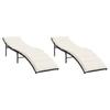 VidaXL Chaises longues lot de 2 avec coussins noir résine tressée, lit de bronzage, chaise longue inclinable, lit de jour 3277301