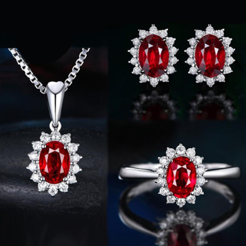 Многоцветный набор украшений с драгоценными камнями: корона королевы, колье, кольцо, серьги и кулон для женщин