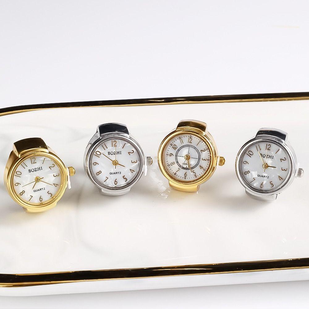 Women Men Fashion Gift Digital Watch Elastic Stretchy Rings Ring Watch Round Quartz Finger Rings