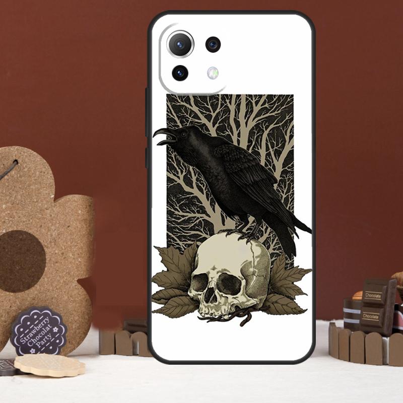 Skull Crow Flower Case For Xiaomi 17 Pro Max 14 15 Ultra 15T 13T 14T POCO F8 Ultra F7 F5 F6 X5 X6 X7 Pro Cover