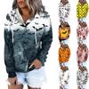 Women's Fashion Slim Fit Long Sleeve Halloween Print Hooded Sweatshirt Top
