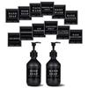 2 шт., 300 мл, матовый черный дозатор для лосьона, мыла, бутылка с насосом, портативный пустой круглый дозирующий контейнер с этикеткой 12 шт.