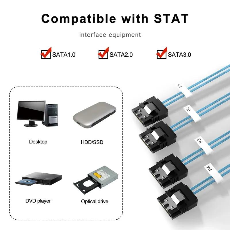 Sata To Sata Cable 4/6/8 Ports/Set SATA 3.0 Date Cable 7 Pin to 7 Pin Sas Cord 12Gbps HDD Cable For Server NAS PC