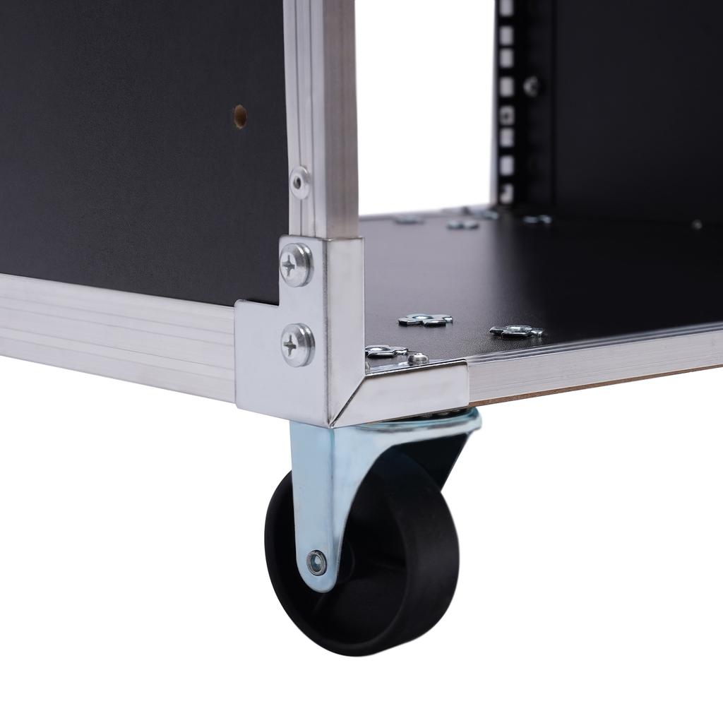 Портативная стойка 12U на колесах, мобильная стойка для оборудования с грузоподъемностью 100 кг для студии/аудио/сети, черный шкаф из МДФ