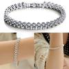 Women Roman Chain Clear Crystal Bangle Rhinestone 3 Layers Bracelet ARI