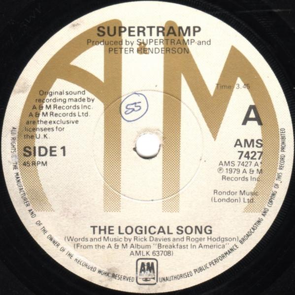 7inch Record SUPERTRAMP - The Logical Song AMS7427 A&M Records 1979 UK Rock Used