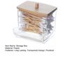 Transparent Storage Box Cotton Swab Organizer with Wooden Lid Large Capacity Dustproof Widely Used Floss Picks Cotton Balls Holder
