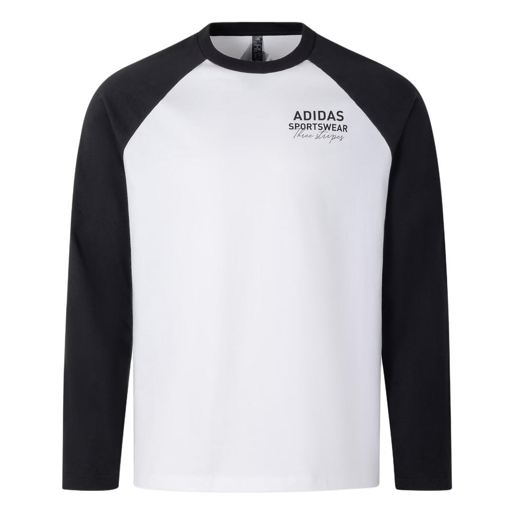Adidas SS25 Loose Fit Crew Neck Long Sleeve T-Shirt Unisex Tops White Black JZ0114
