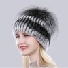 Новая уличная хорошая эластичная шапка из натурального кроличьего меха рекс женская зимняя вязаная шапка из натурального меха чернобурки женская шапка из натурального меха