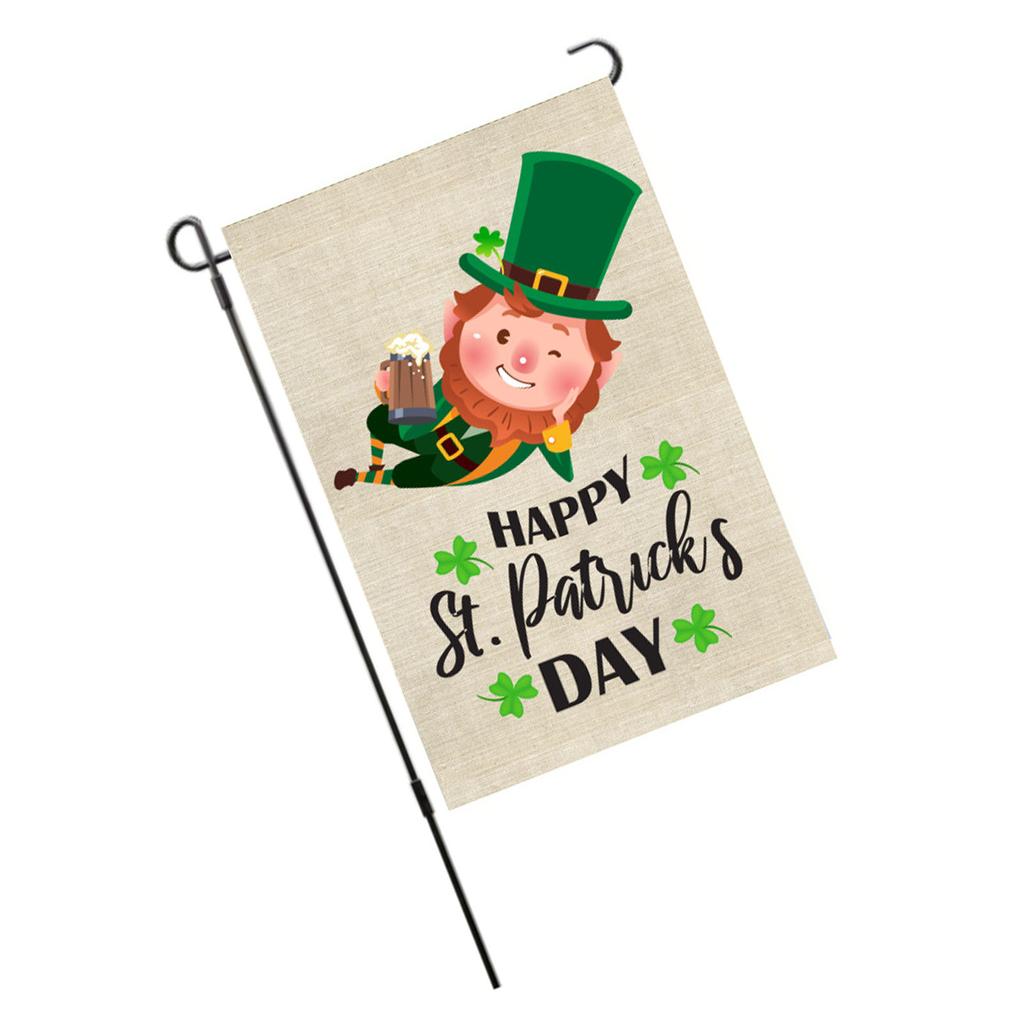 St Patricks Day Flag Double Sided Fade Resistant Polyester Leaf Garden Flag for Lawn Courtyard Party