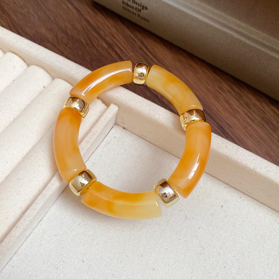 New Splicing Bamboo Tube Acrylic Round Bangles for Women Men Fashion Smuding Geometric Bracelets Elastic Bangle Couple Jewelry X
