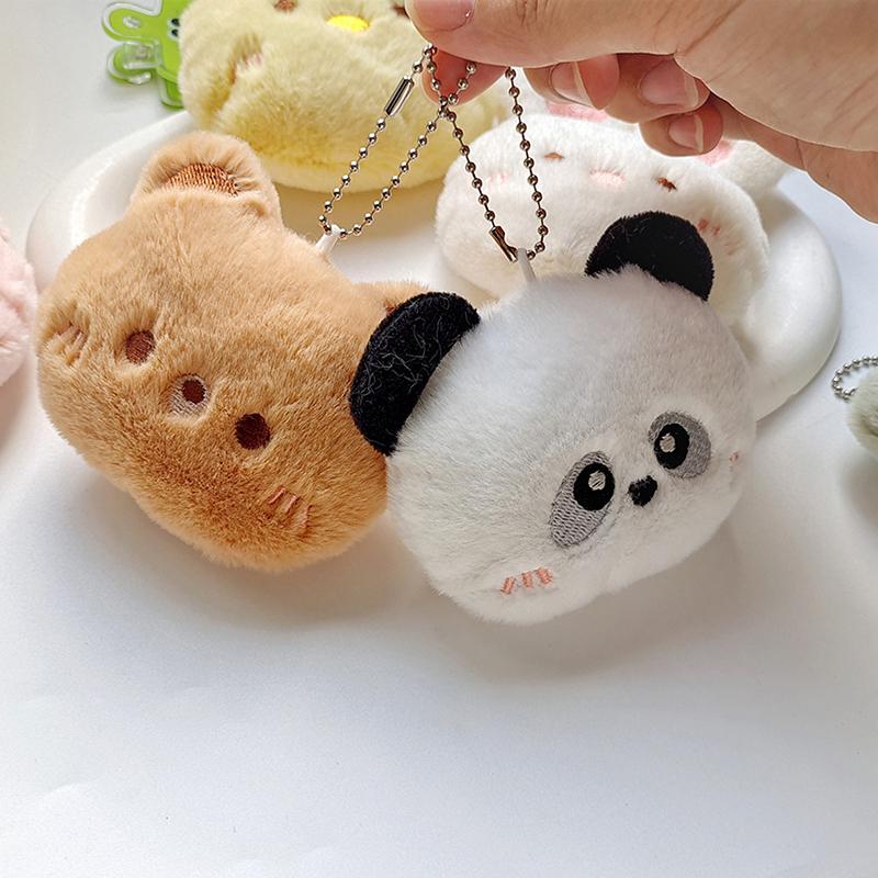 Cartoon Soft Animal Keychain Cute Plush Bear Keyring For Women Rabbit Frog Doll Keychain Backpack Pendant Ornaments Girls Gift