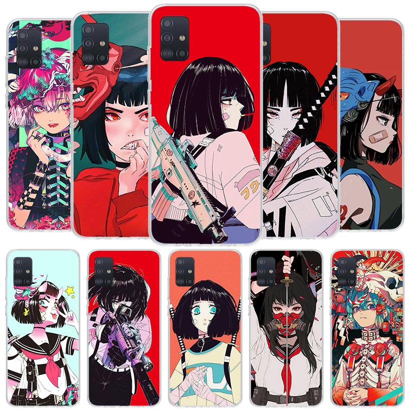 Japanese Style Anime Girl Cover Phone Case For Samsung Galaxy A12 A22 A32 A52 A72 A02S Phone Case Note 20 Ultra 10 S10 Plus A51