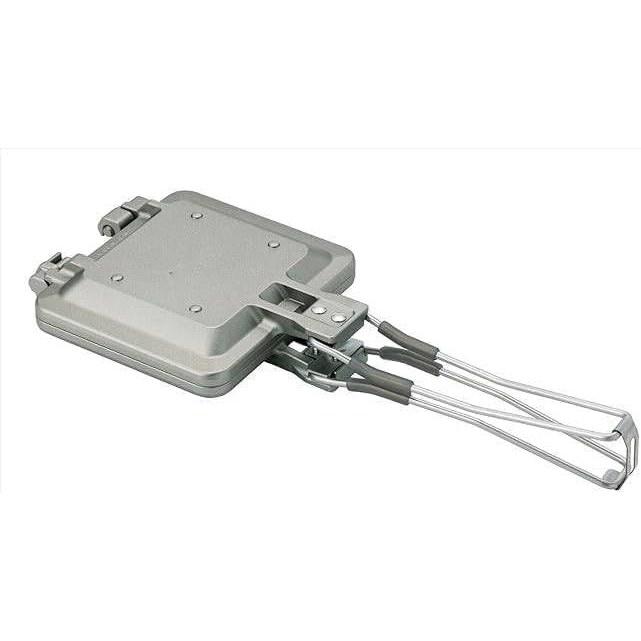 Made Japan sandwich maker foldable handle lightweight compact (easy carry) detachable plates single gas stove minimal silver. Body size width 13.6 cm
