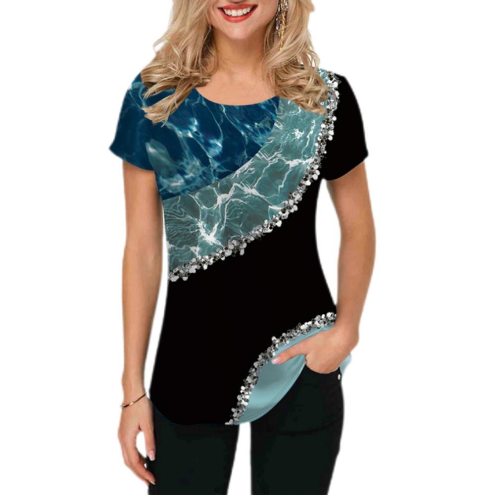 Новая женская роскошная одежда, летняя одежда, футболки с принтом роз 3D, футболки для девочек, уличная одежда с круглым вырезом, свободная одежда Laides 2023