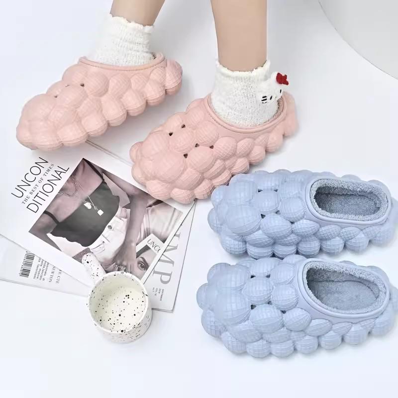 Трансграничные Нескользящие Теплые Хлопковые Тапочки Личи - Водонепроницаемый Дизайн Виноград Арахис Пузырь