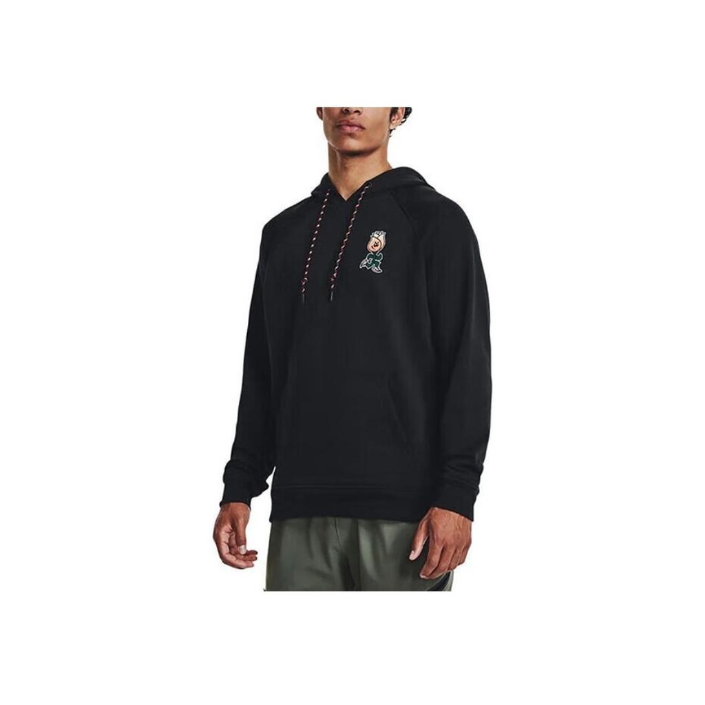 Under Armour Толстовка с капюшоном Rose Letter Print Heavyweight Cotton Training Hoodie для мужчин, черная 1379688-001