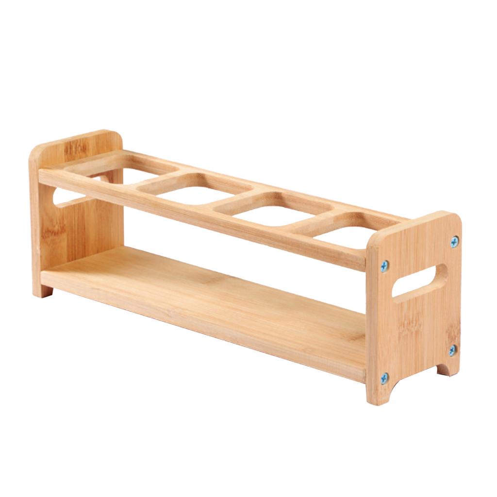 Подставка для хранения приправ Бамбуковое дерево 4 отверстия Многофункциональная Противоскользящая Экономия места Подставка для бутылок с маслом Кухонные принадлежности