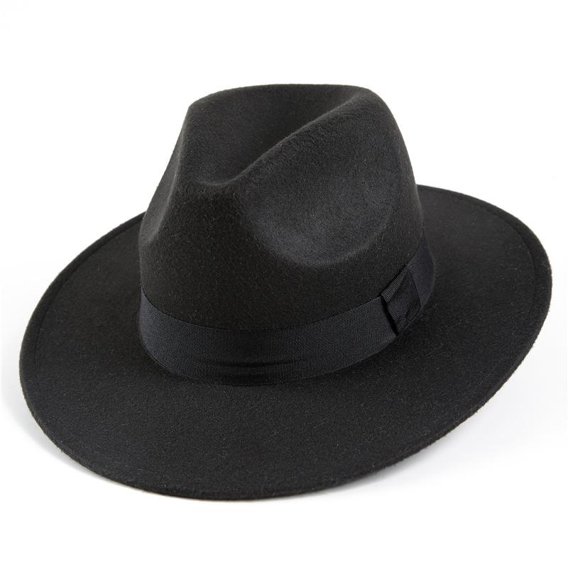 Autumn And Winter Woolen Hat Shanghai Beach Retro Black Woolen Hat Grandpa Gentleman'S Hat Top Hat British Jazz Hat