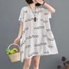 Женское платье больших размеров с летним принтом в виде букв, миди-платье с коротким рукавом, повседневные свободные платья