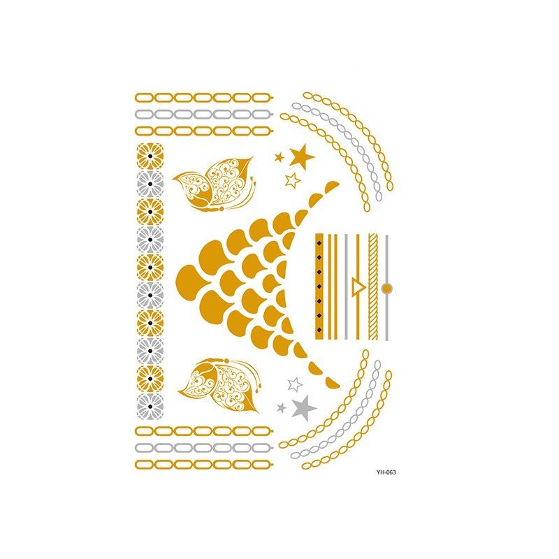 Yh ретро большая бронзовая татуировка наклейка водонепроницаемая татуировка наклейка Amazon набор горячая серебристая цветная печать наклейка