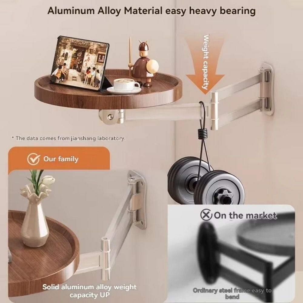 Wall Mounted Foldable Small Tea Round Tables Multi-Purpose Space Saving Bedside Storage Rack Large Load Bearing Flexible