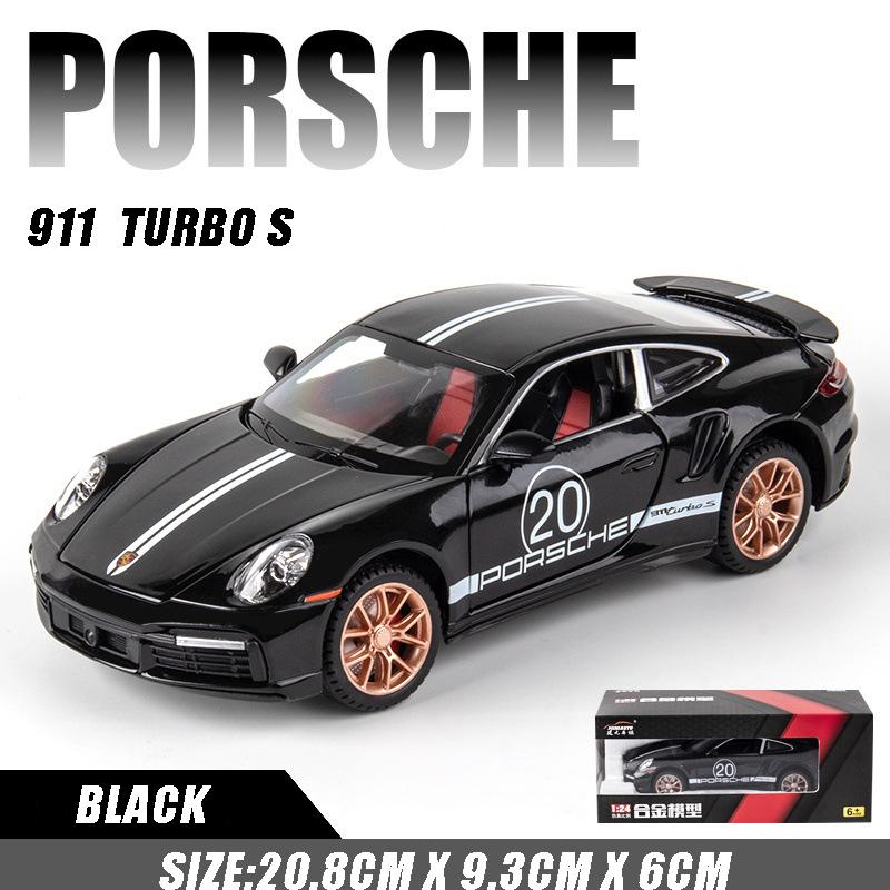 1:24 масштаба 911 Turbos, металлический спортивный автомобиль, модель из сплава, литой автомобиль и игрушечный автомобиль, имитация звука и света, коллекция, детский подарок