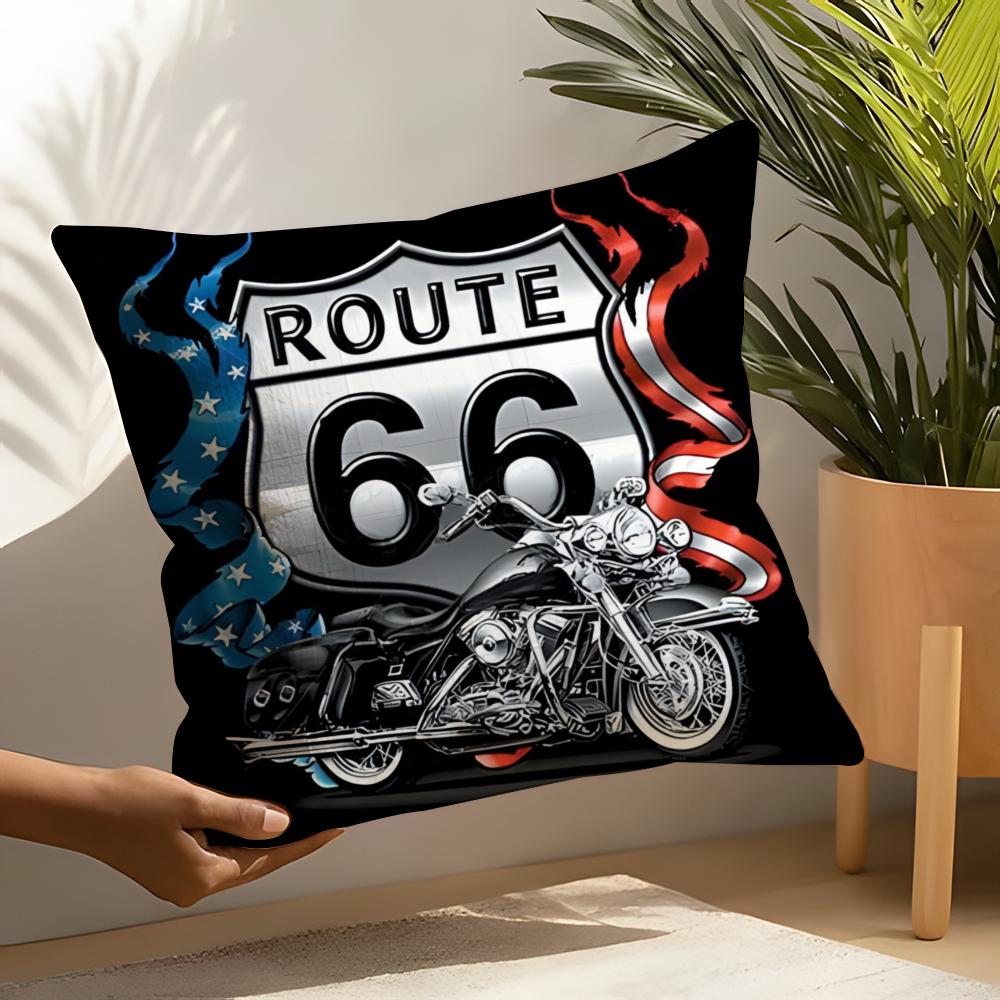 Travel Motorcycle Ride US Route Linen Cushion Covers For Decorative Sofa Home Pillows Case Car Chair Pillows Cases