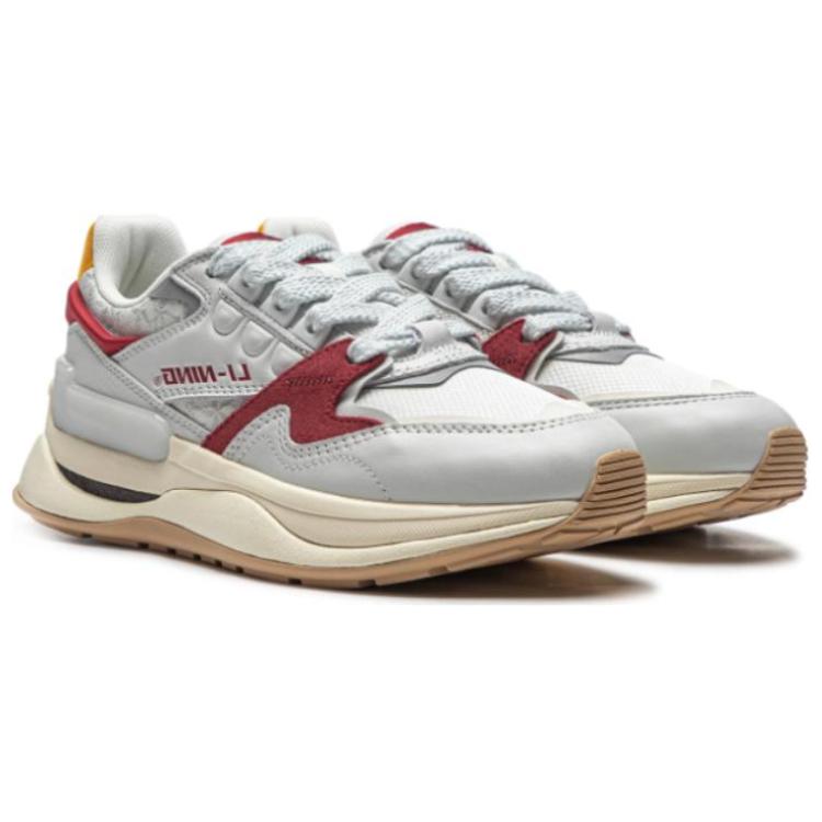 Li Ning 001 Chuxin V2 Trendy Versatile Shock Absorbing Slip Resistant Wear Resistant Low Top Casual Shoes Women Sneakers Off-White AGCT502-1