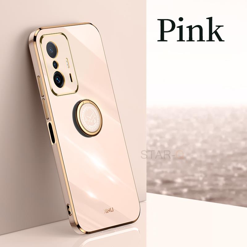 Роскошный чехол с квадратным бампером и кольцом-держателем для телефона Xiaomi Mi 11t Pro 11 T, силиконовый чехол-подставка на Xiomi Mi11 Mi11t 11tpro