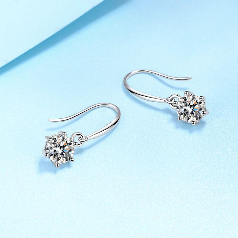 Серьги из стерлингового серебра 925 пробы, женские стильные модные темпераментные серьги с кисточками из акрила в стиле ретро, серьги-крючки с шестью когтями, серьги с муассанитом 1 карат