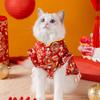 New Year's Cat Clothes Hundred Flowers Fringed Tang Clothing Autumn and Winter Velvet Skirt Dog Chinese New Year Pet Court Style Dress